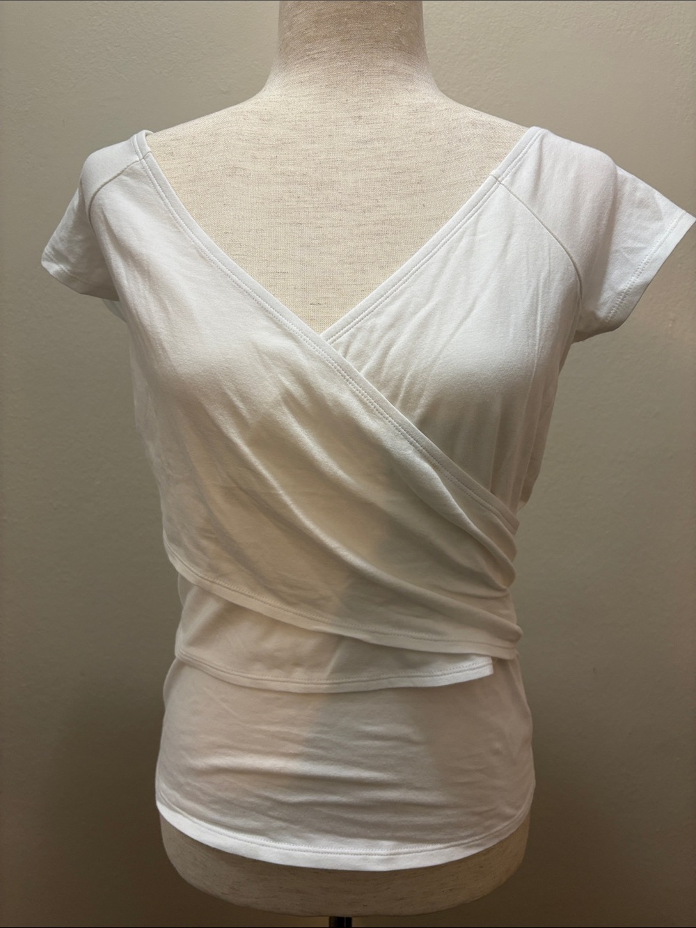 Express White Wrap-Front Women's Top L